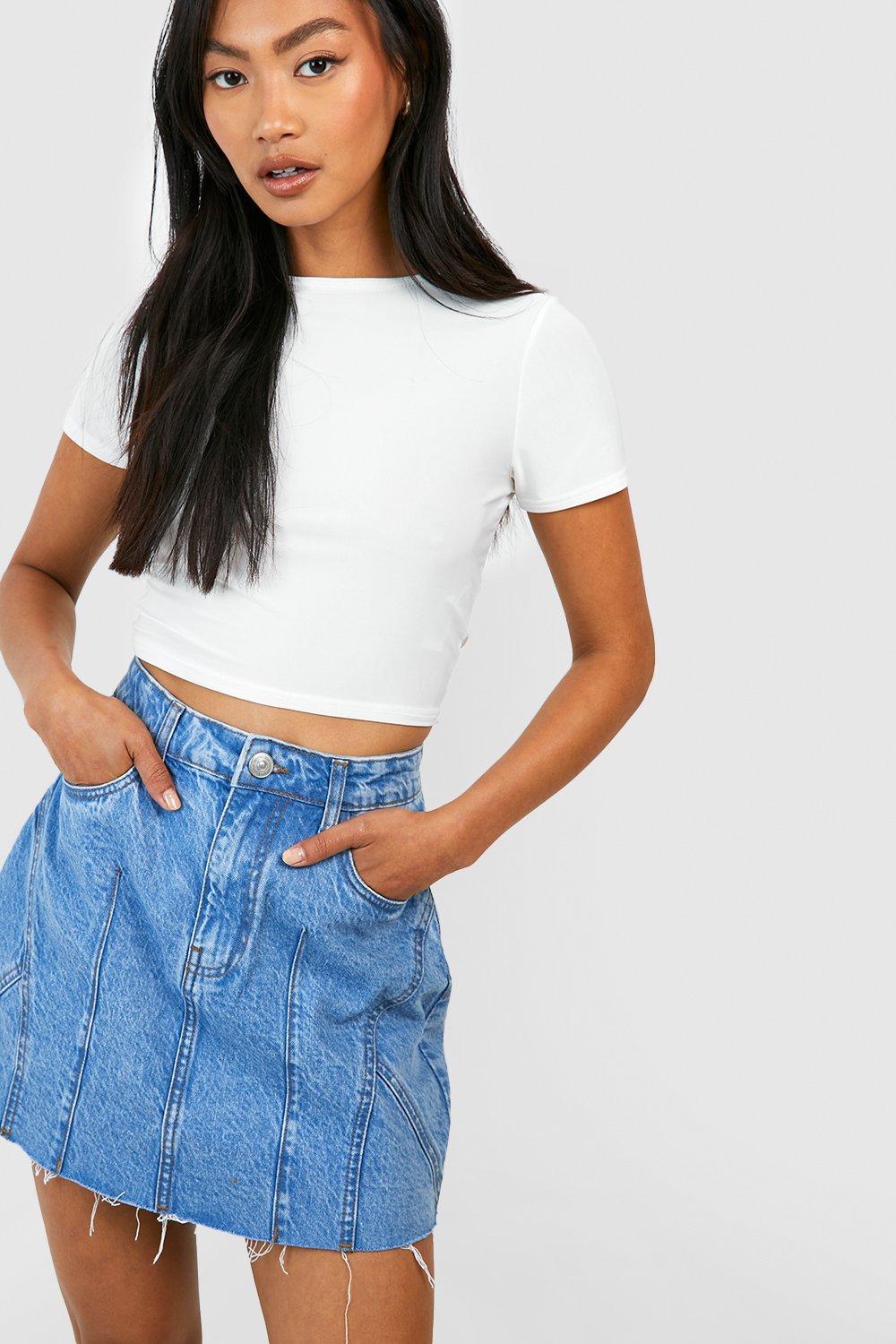 Boohoo Basic Mini Spijkerrokje, Light Blue