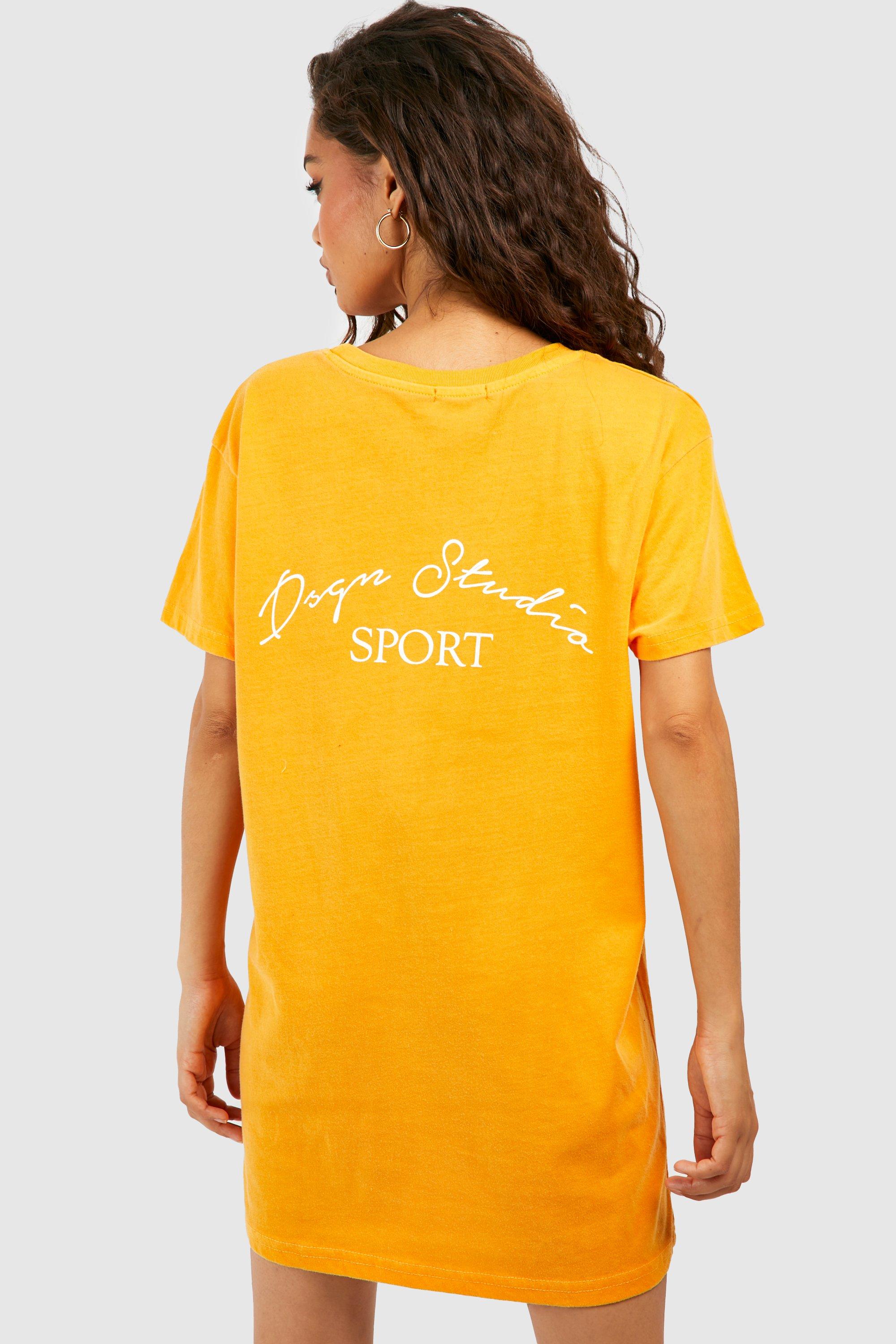 womens design studio sport oversized t-shirt dress - orange - 8, orange