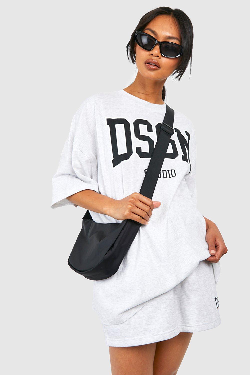 Image of Set T-shirt & pantaloncini con slogan Dsgn Studio, Grigio