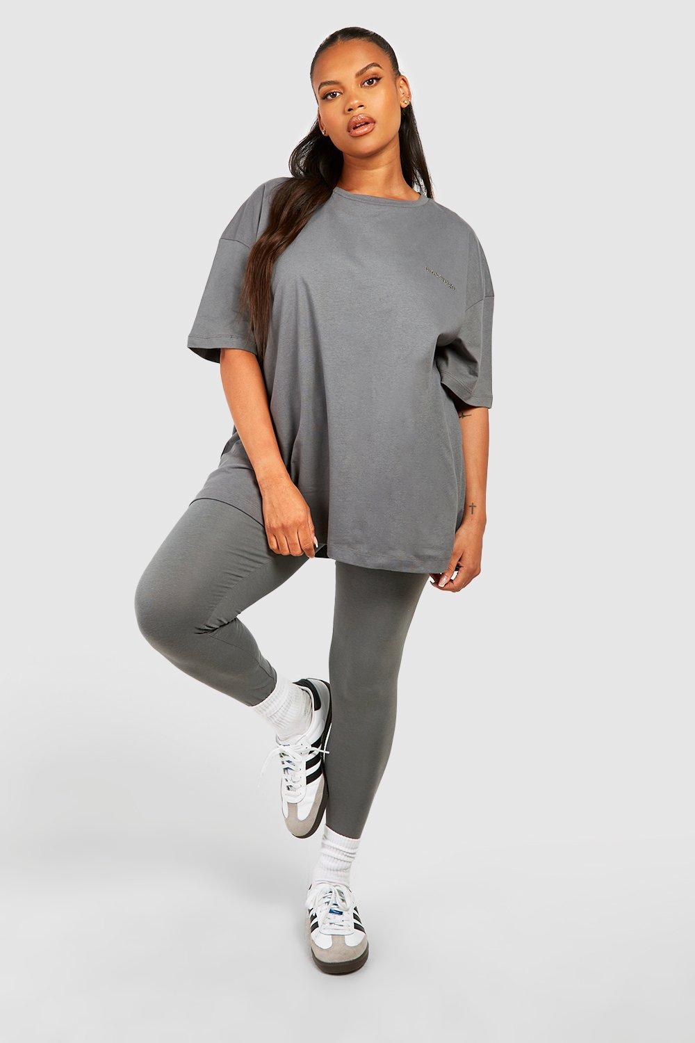 Image of Set Plus Size T-shirt oversize & legging, Grigio