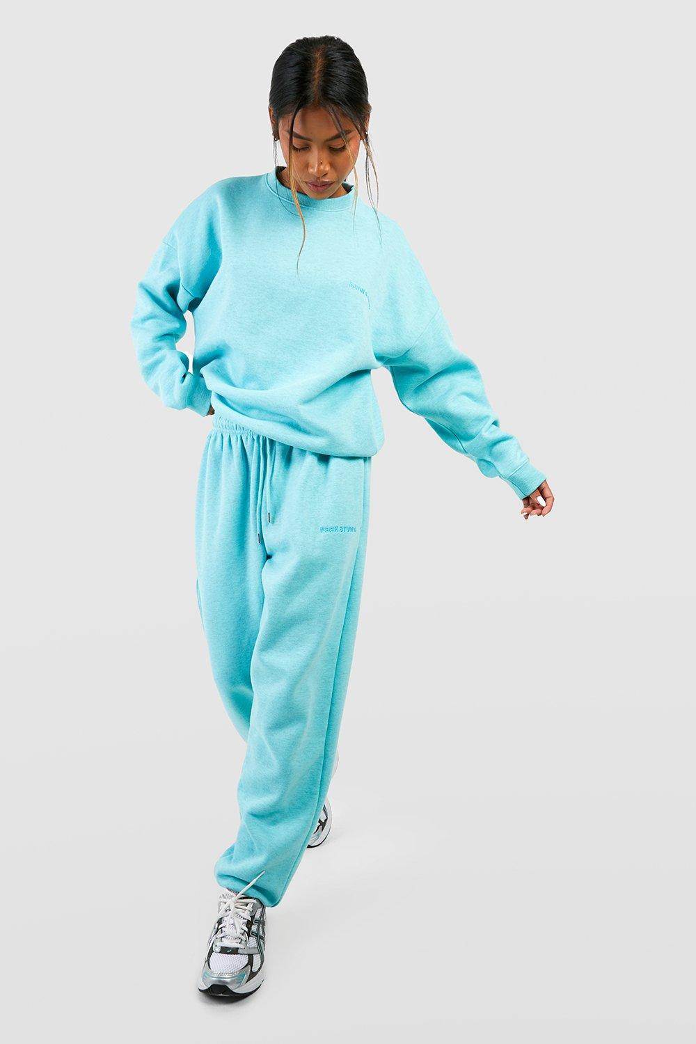 Womens Overdyed Sweatshirt Tracksuit - Blue - M, Blue