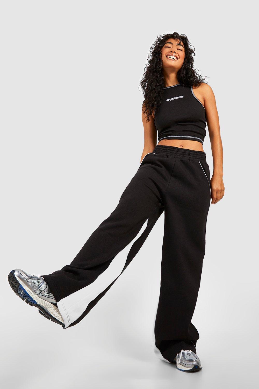 Womens Colour Block Straight Leg Jogger - Black - Xs, Black