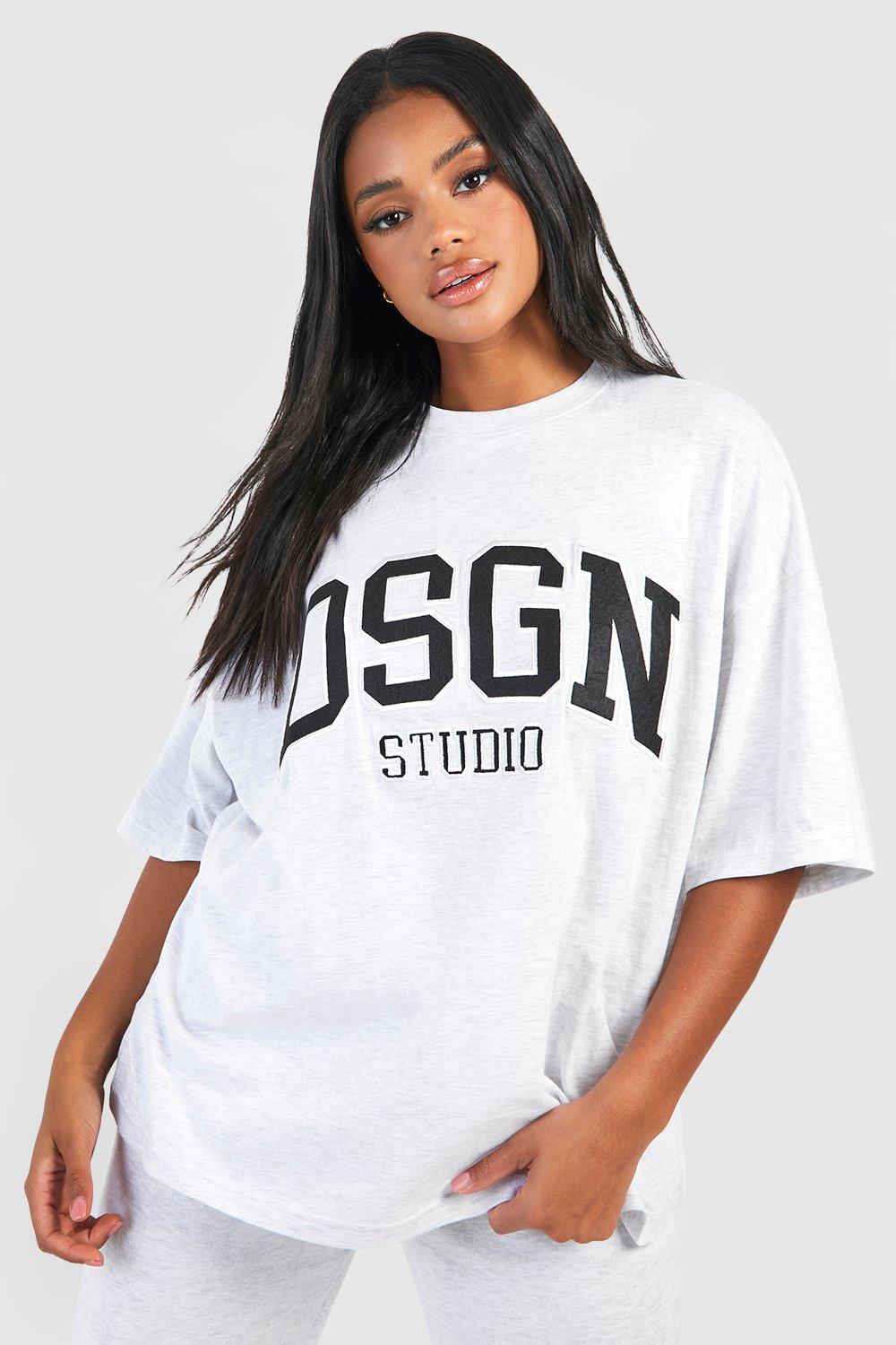 Image of T-shirt oversize con applique Dsgn Studio, Grigio
