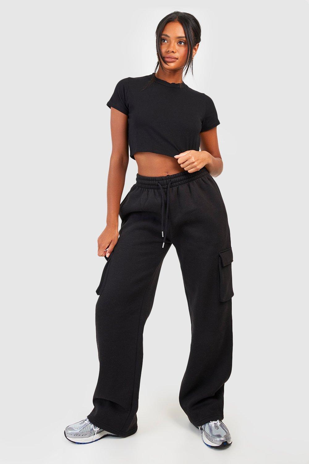 Womens Cargo Pocket Straight Leg Jogger - Black - Xl, Black