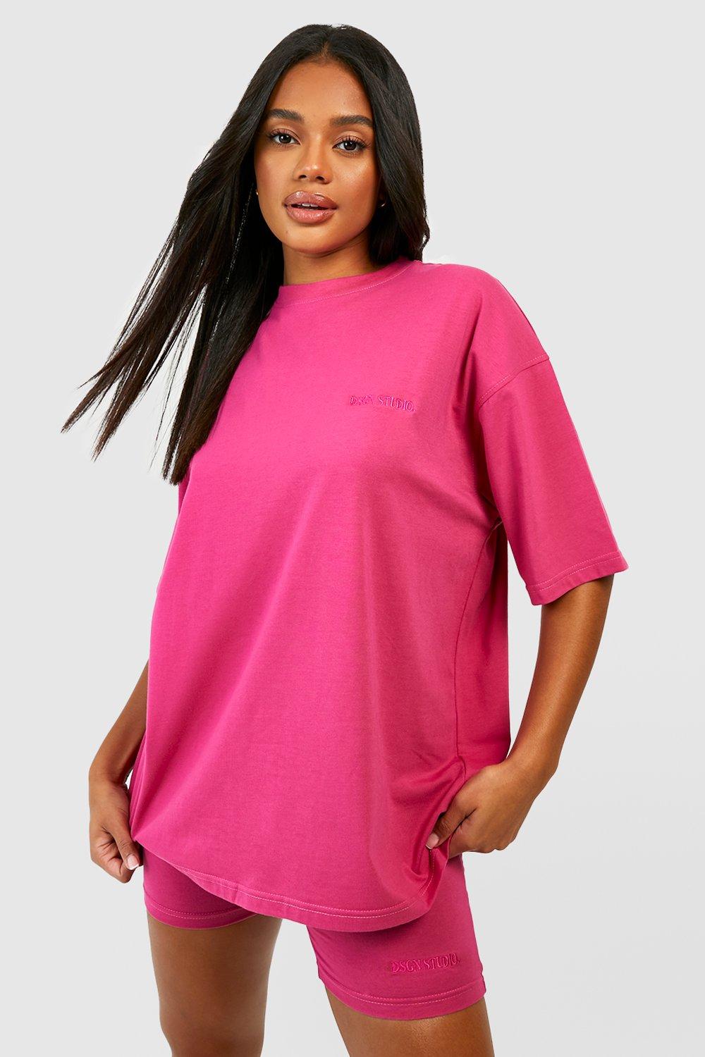 Image of Set T-shirt oversize Dsgn Studio & pantaloncini da ciclista, Pink