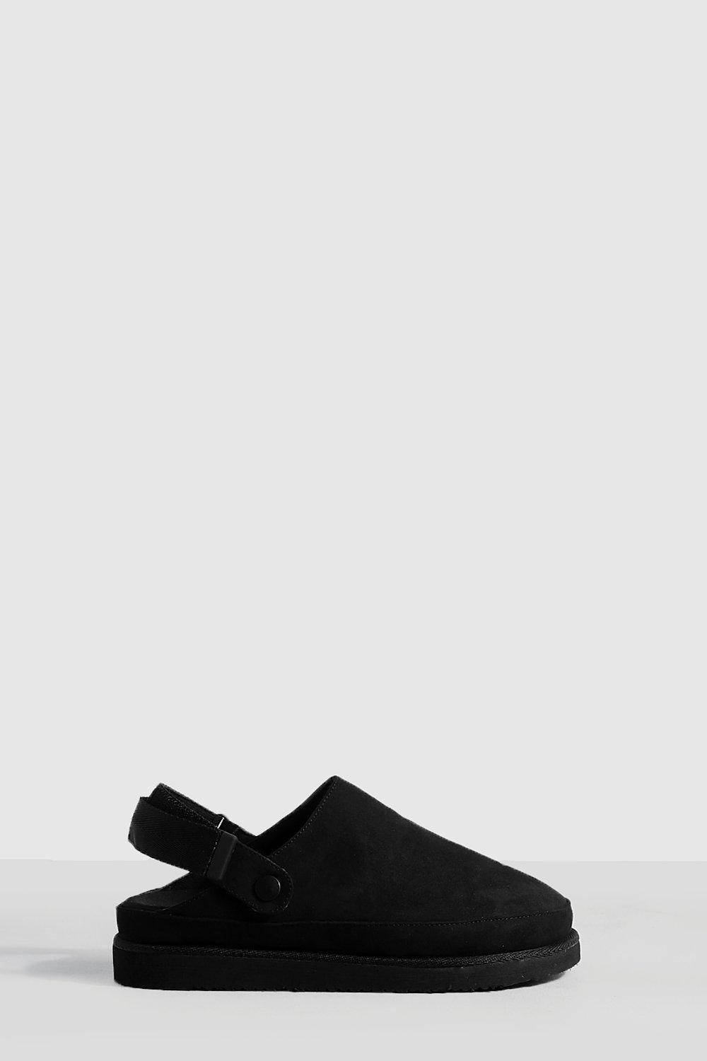 Image of Zoccoli a punta chiusa con fascette spesse e slingback, Nero