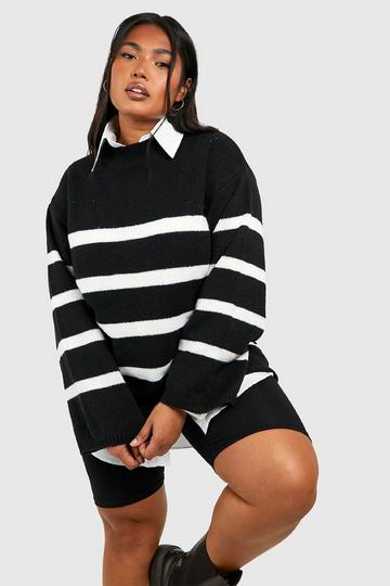 Plus Stripe 2 In 1 Shirt Jumper