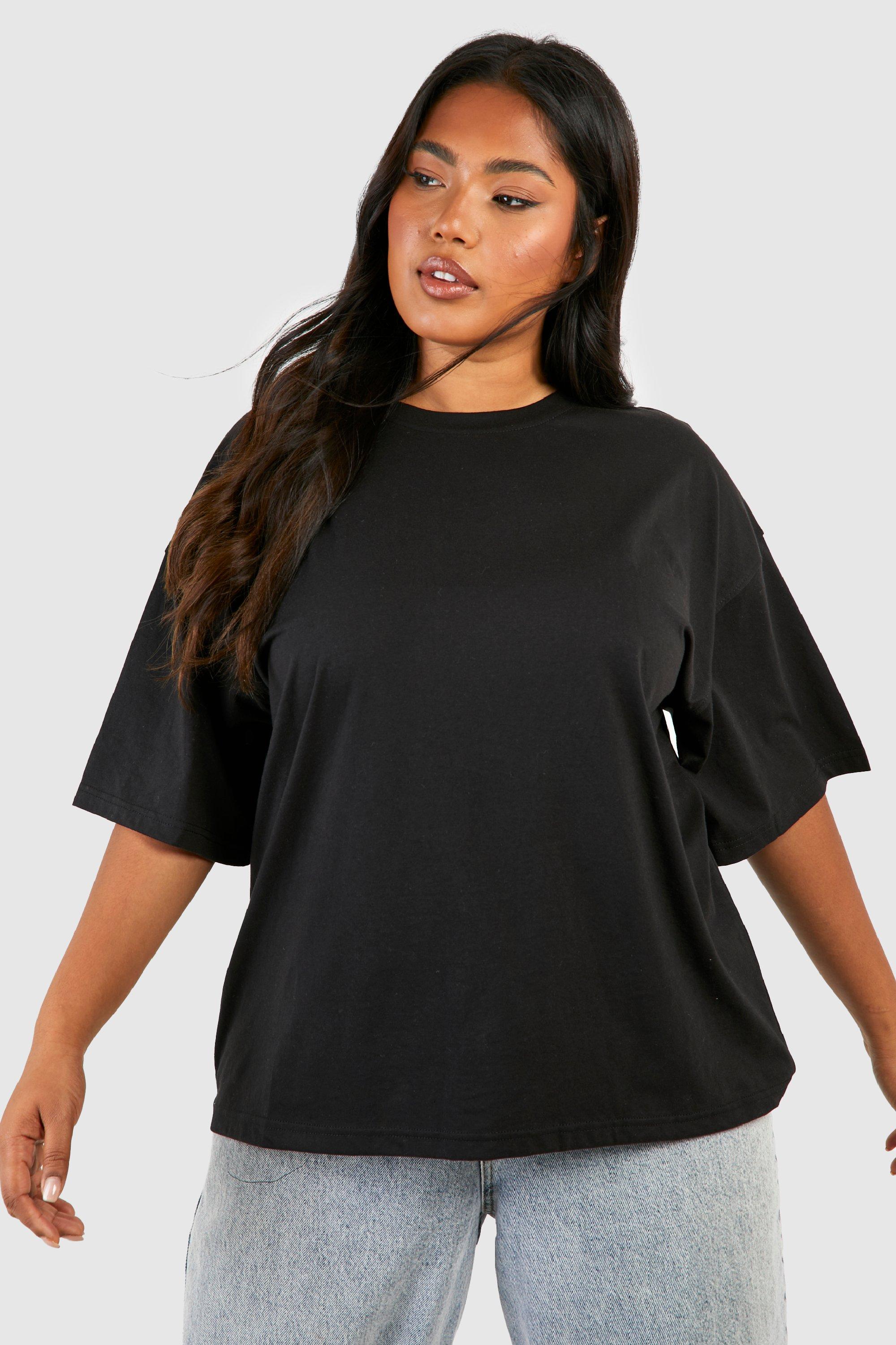 Image of T-shirt a girocollo Plus Size Basic oversize, Nero