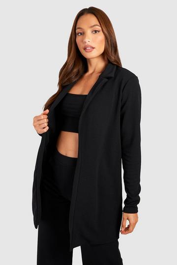 boohoo Pinstripe Oversized Longline Blazer - Blue - Size 10