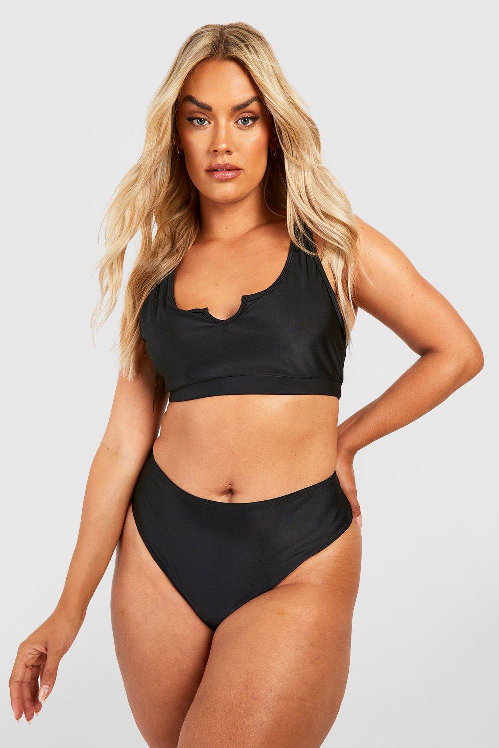 Boohoo Plus Essentials High Waist Bikini Broekje, Black