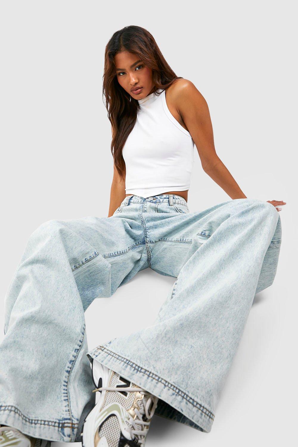 Image of Jeans a gamba ampia Tall in lavaggio acido chiaro, Grigio