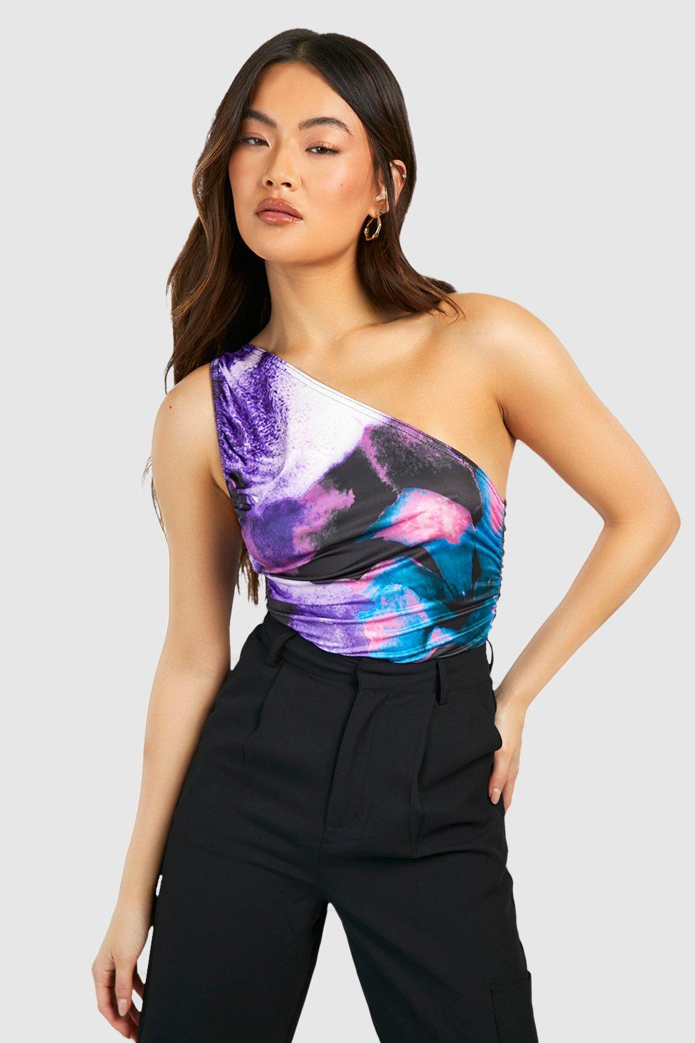 Womens One Shoulder Slinky Top - Multi - 6, Multi