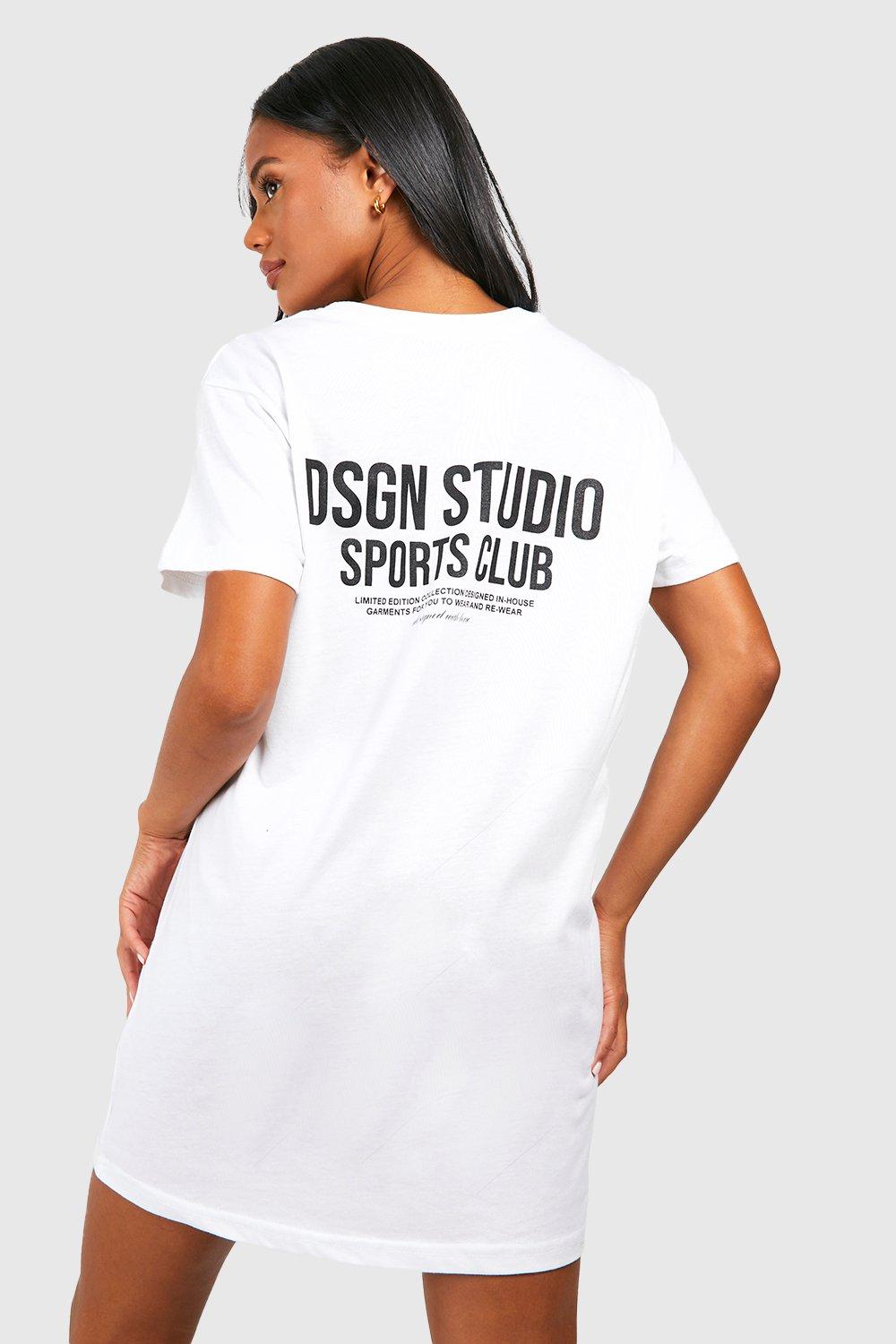 womens design studio oversized t-shirt dress - white - 8, white