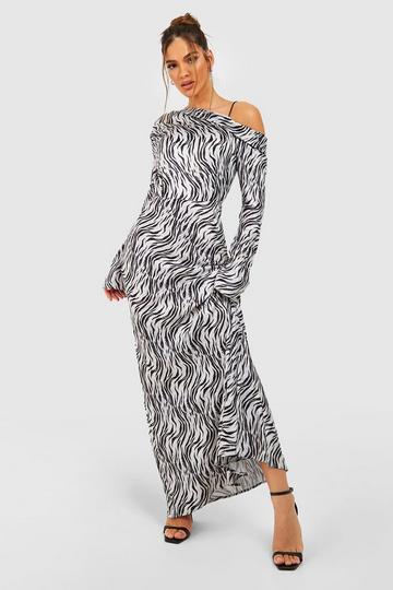 Zebra Asymmetric Maxi Dress