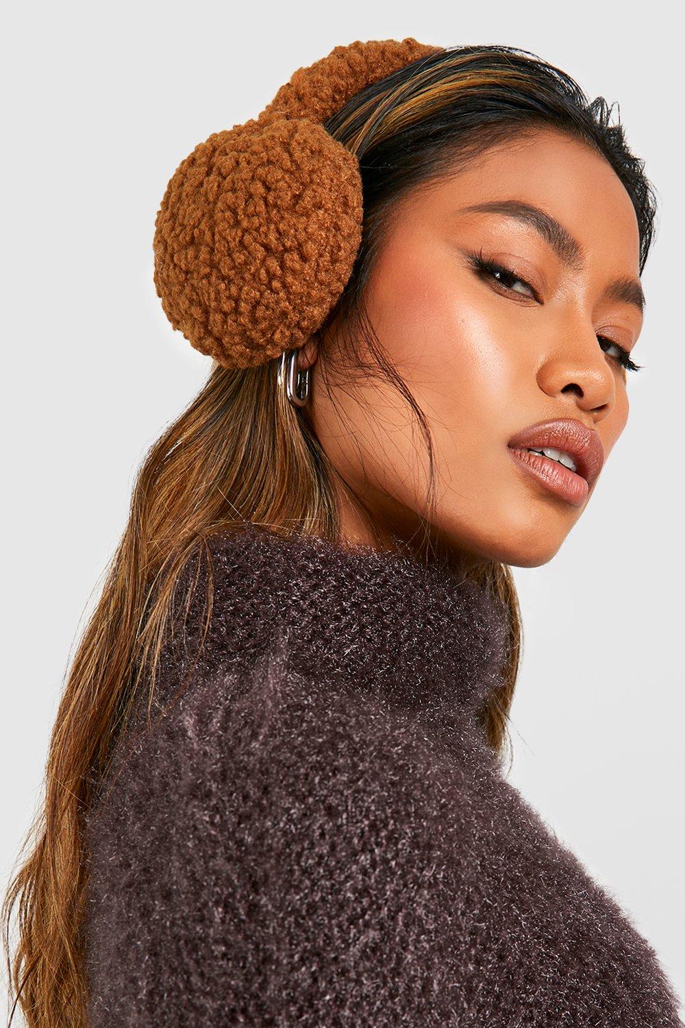 Womens Teddy Fur Earmuff - Brown - One Size, Brown