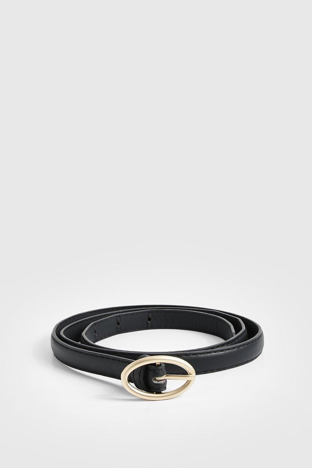 Click to view product details and reviews for Womens Skinny Oval Buckle Belt Black One Size Black.