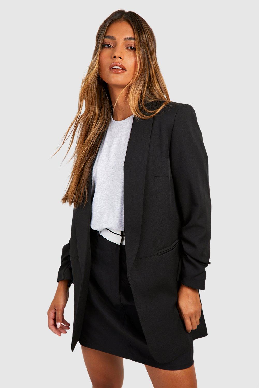 Image of Blazer sartoriale con ruches sulle maniche, Nero