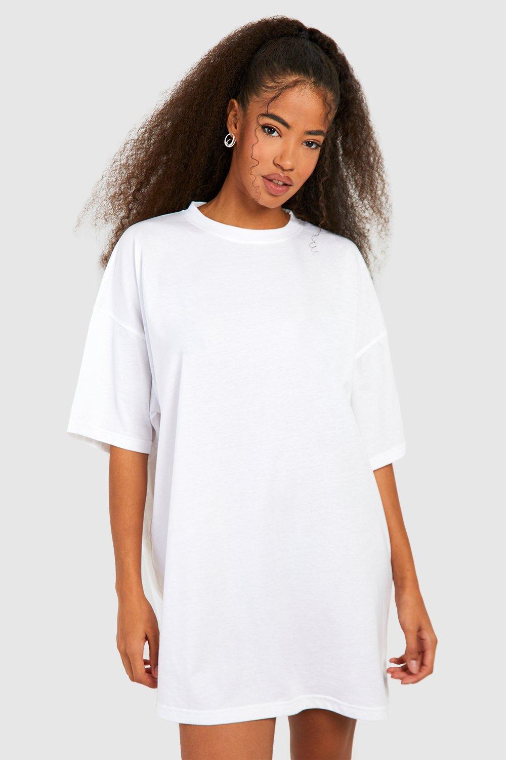 Image of Vestito T-shirt super oversize in cotone, Bianco