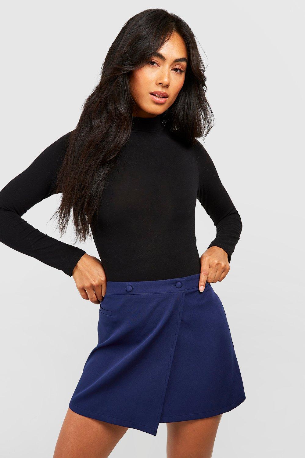 Boohoo Getailleerd Wikkel Mini Rokje, Midnight