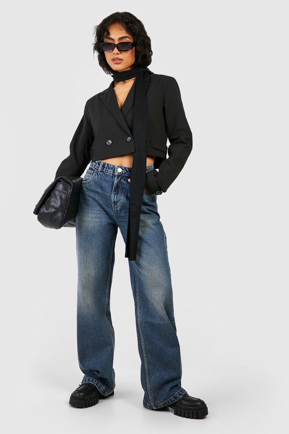 Boohoo Vintage Wash Jeans Met Rechte Pijpen, Vintage Blue