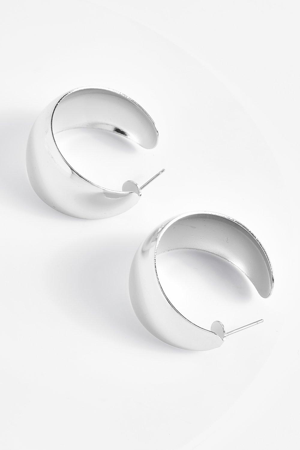 Womens Tubular Hoop Earrings - Grey - One Size, Grey