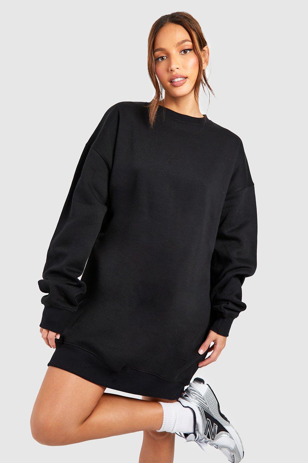 Womens Tall Super Oversized Sweat Dress - Black - 6, Black