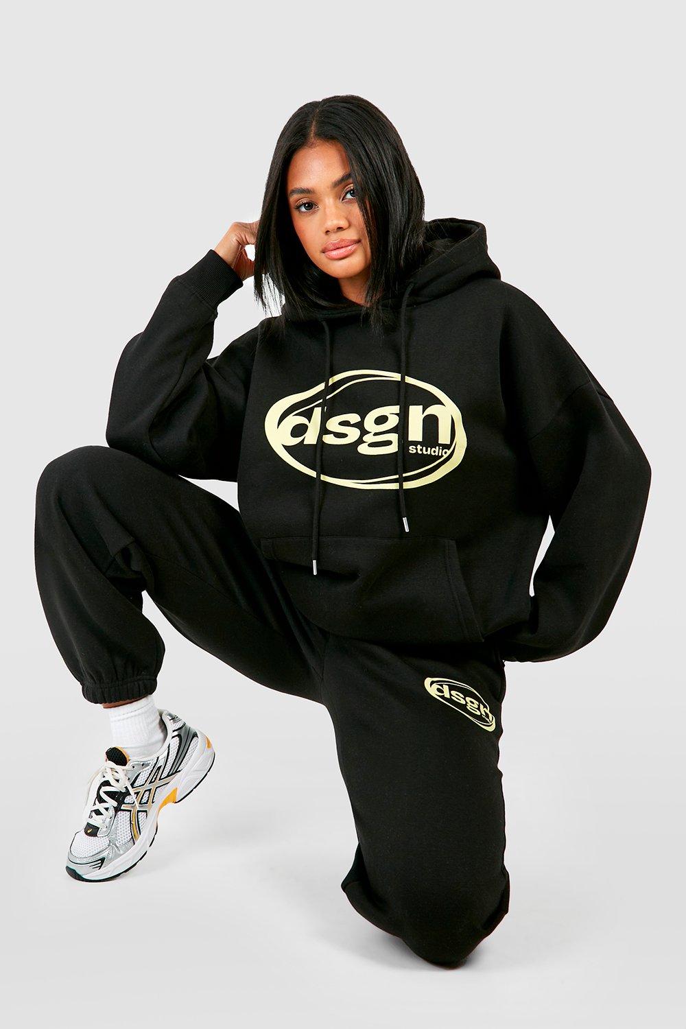 Womens Dsgn Studio Hoodie And Cuffed Jogger Tracksuit - Black - S, Black