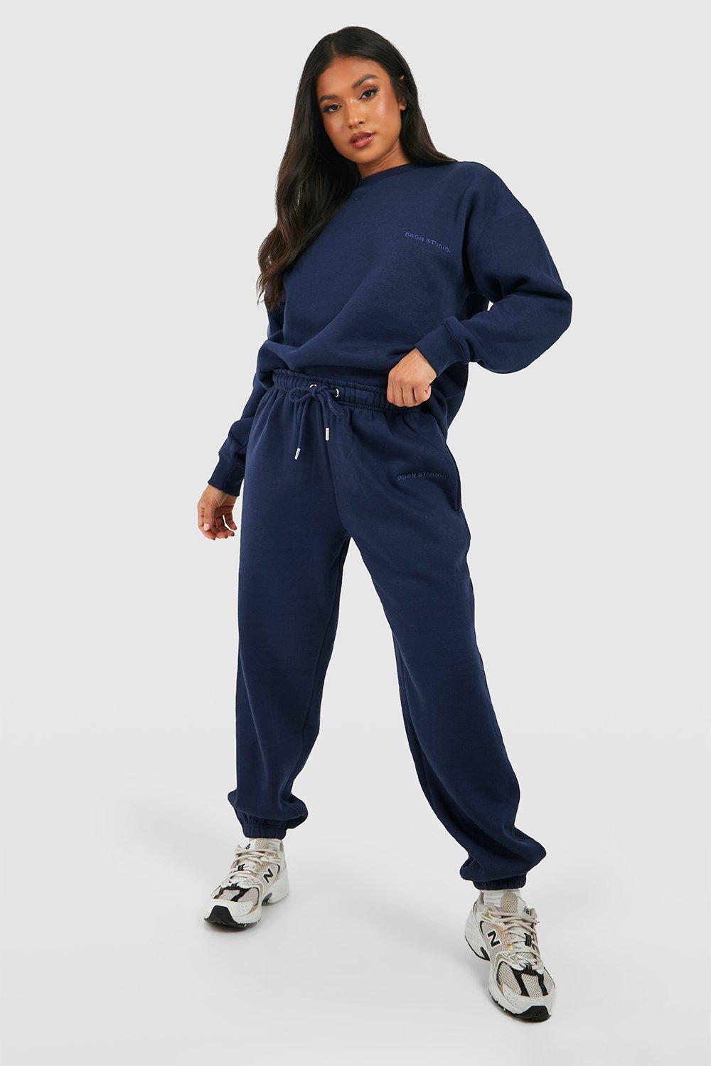 Womens Petite Dsgn Studio Embroided Tracksuit - Navy - S, Navy