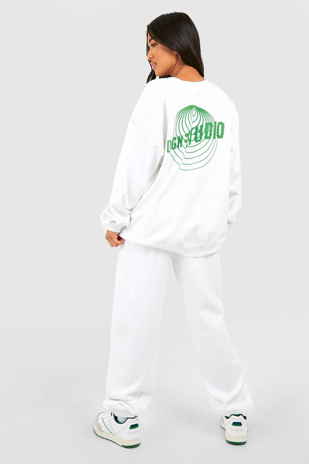 Womens Petite Dsgn Studio Back Print Tracksuit - White - L, White