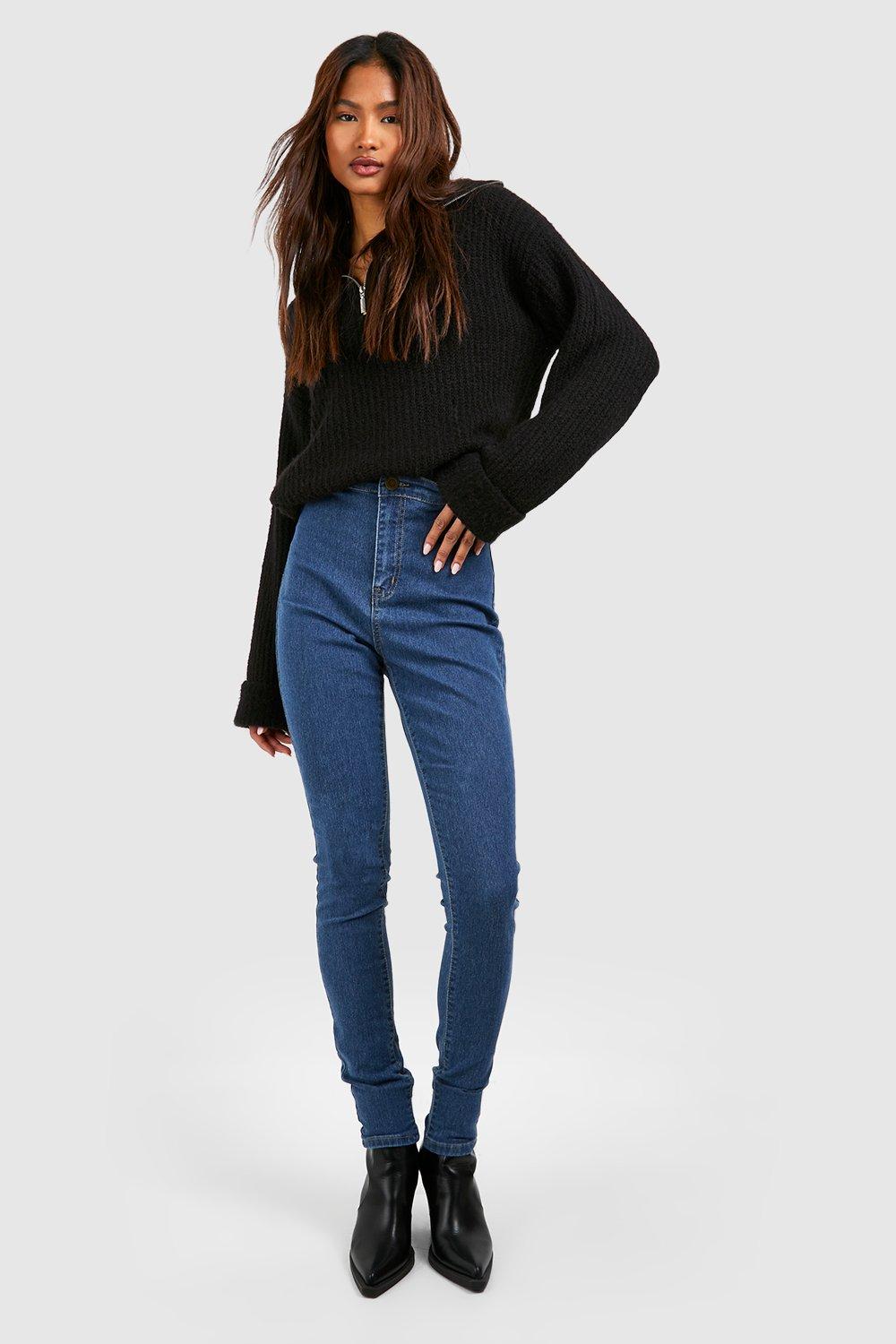 Boohoo Tall Vintage Wash High Waist Skinny Jeans, Vintage Wash