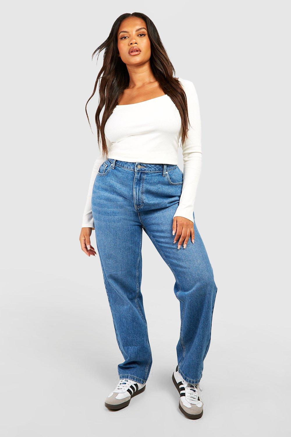 Boohoo Plus Jeans Met Rechte Pijpen, Light Blue