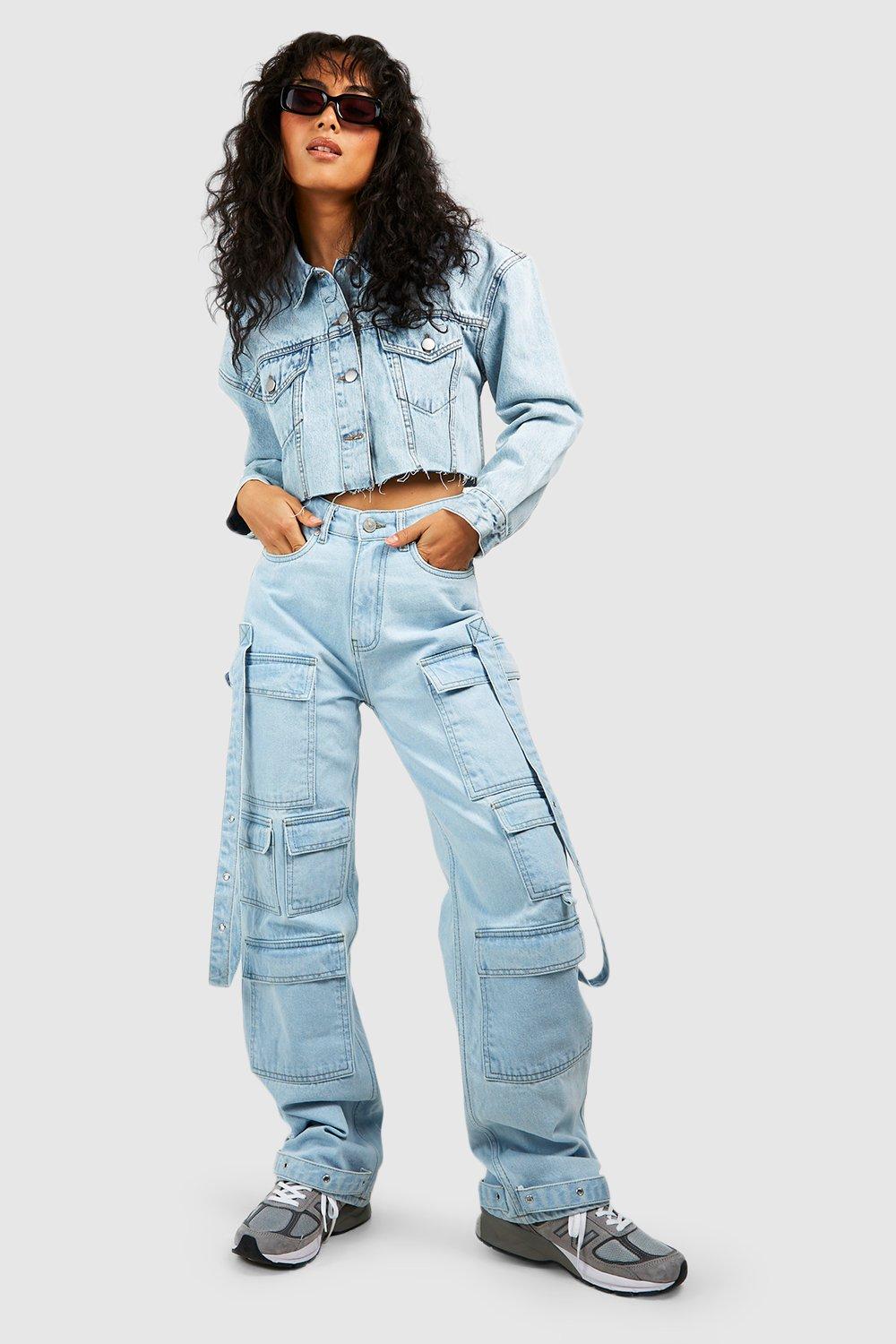 Image of Jeans Cargo extra comodi con tasche multiple, Azzurro