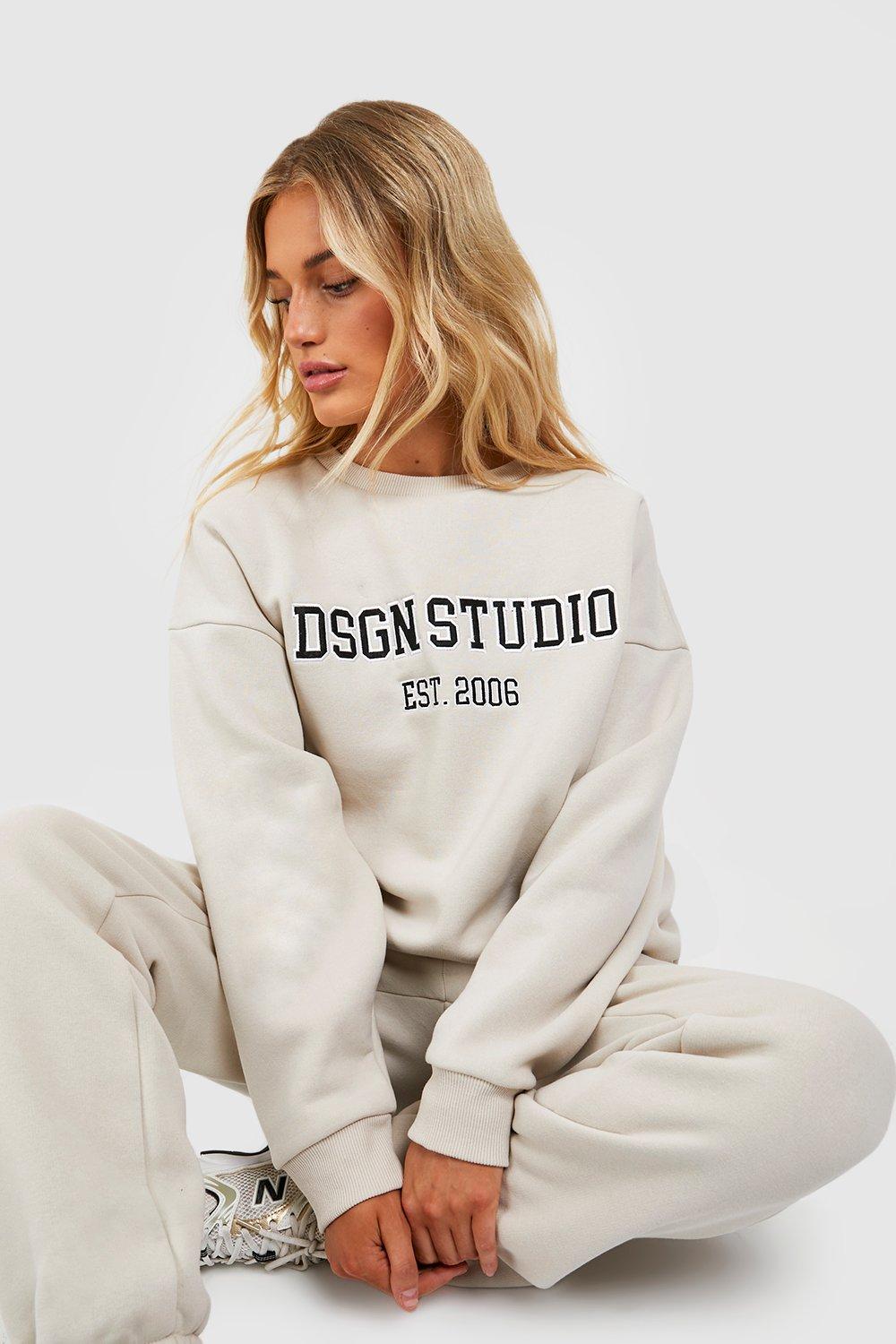 Womens Dsgn Studio Applique Sweatshirt Tracksuit - Beige - S, Beige