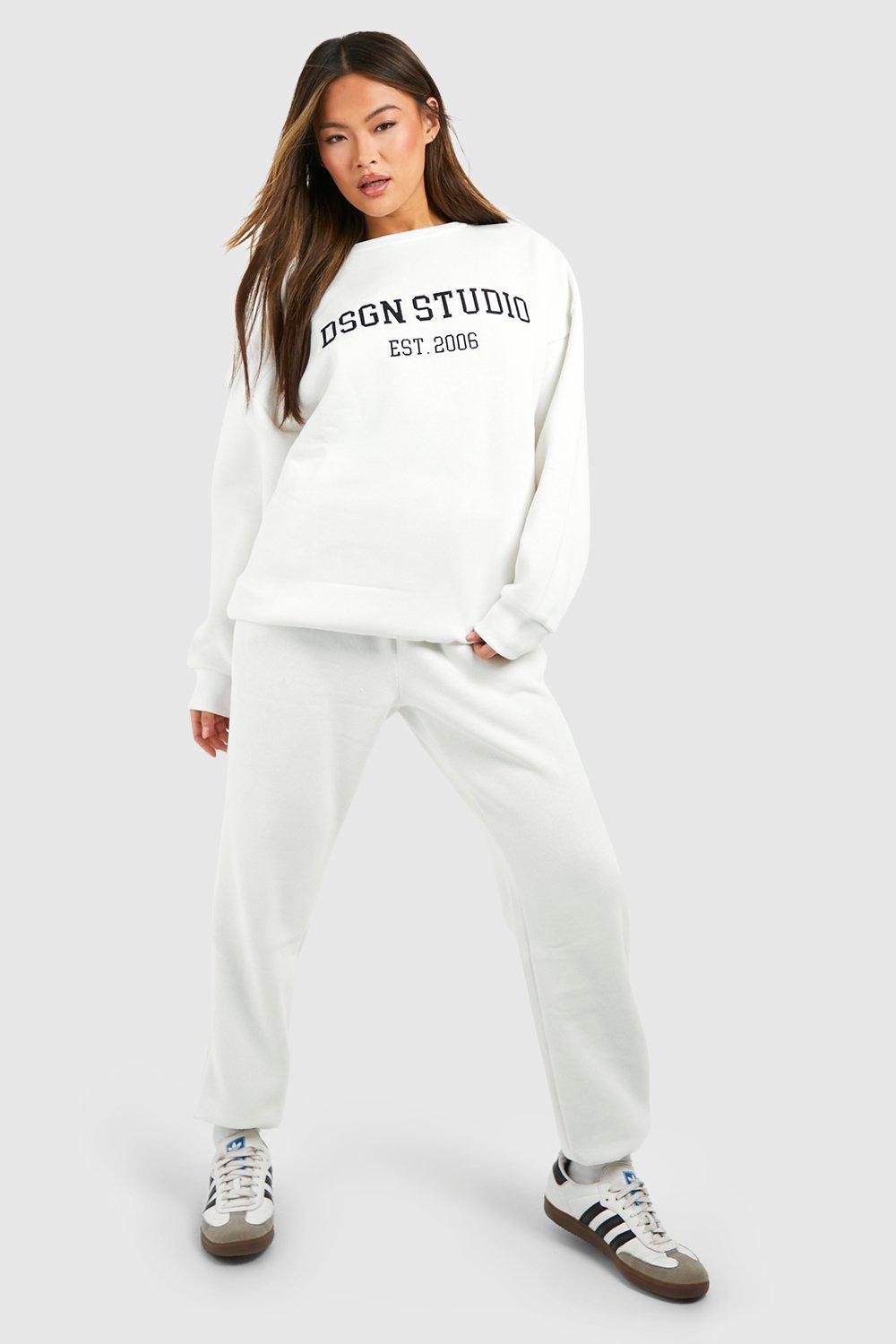 Womens Dsgn Studio Applique Sweatshirt Tracksuit - Cream - L, Cream