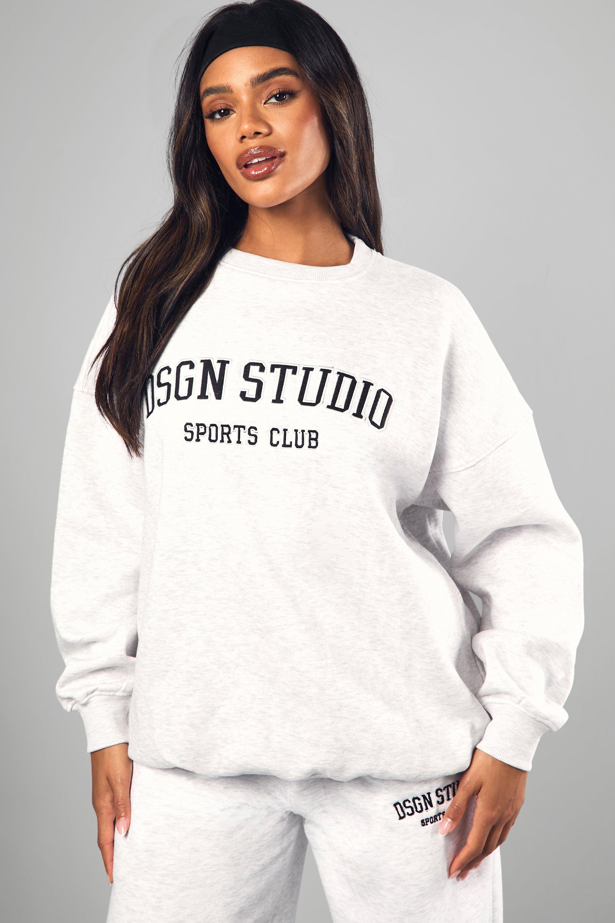 Womens Dsgn Studio Applique Oversized Sweatshirt - Grey - Xl, Grey