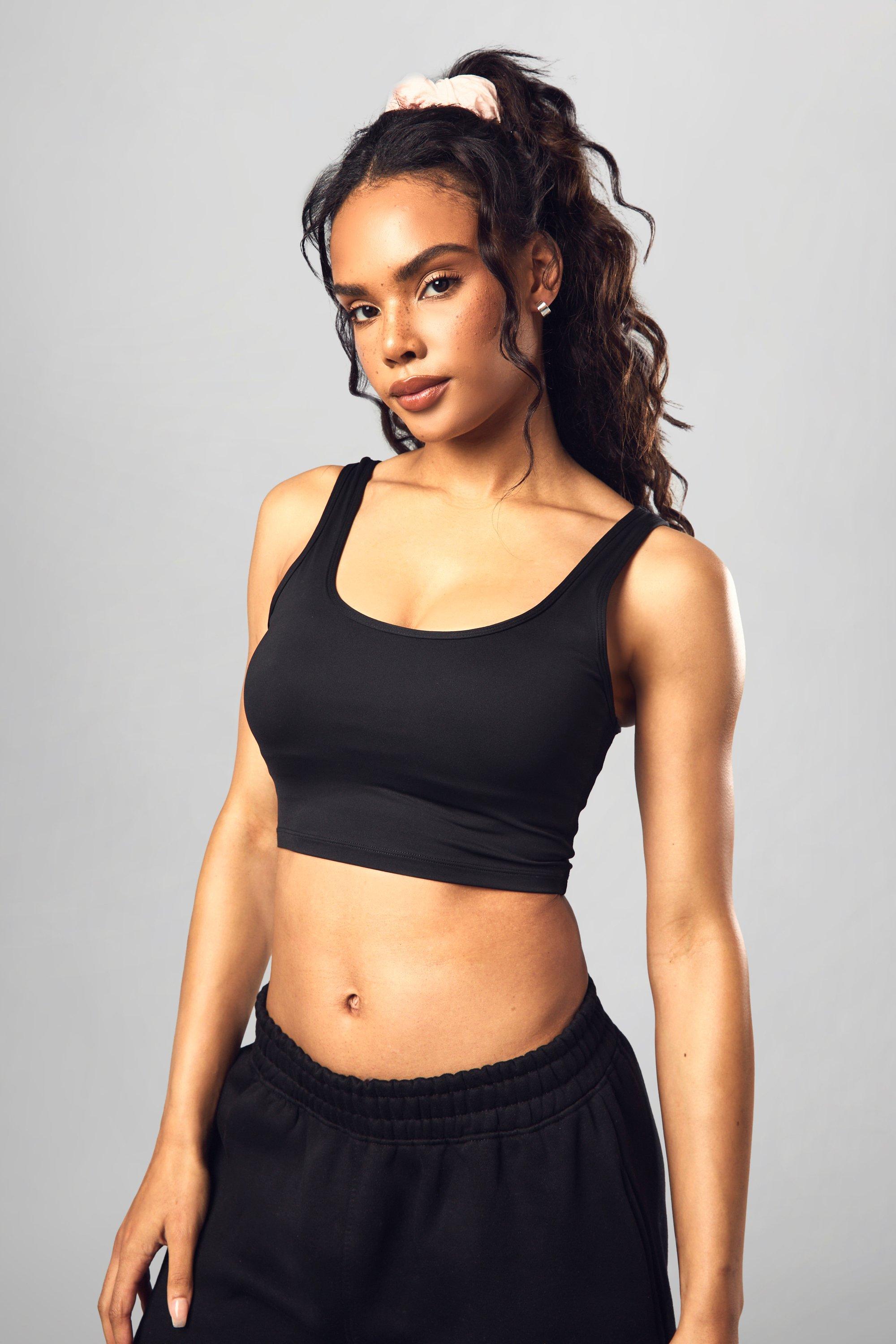 Womens Dsgn Studio Supersoft Peached Sculpt Padded Sports Bra - Black - M, Black