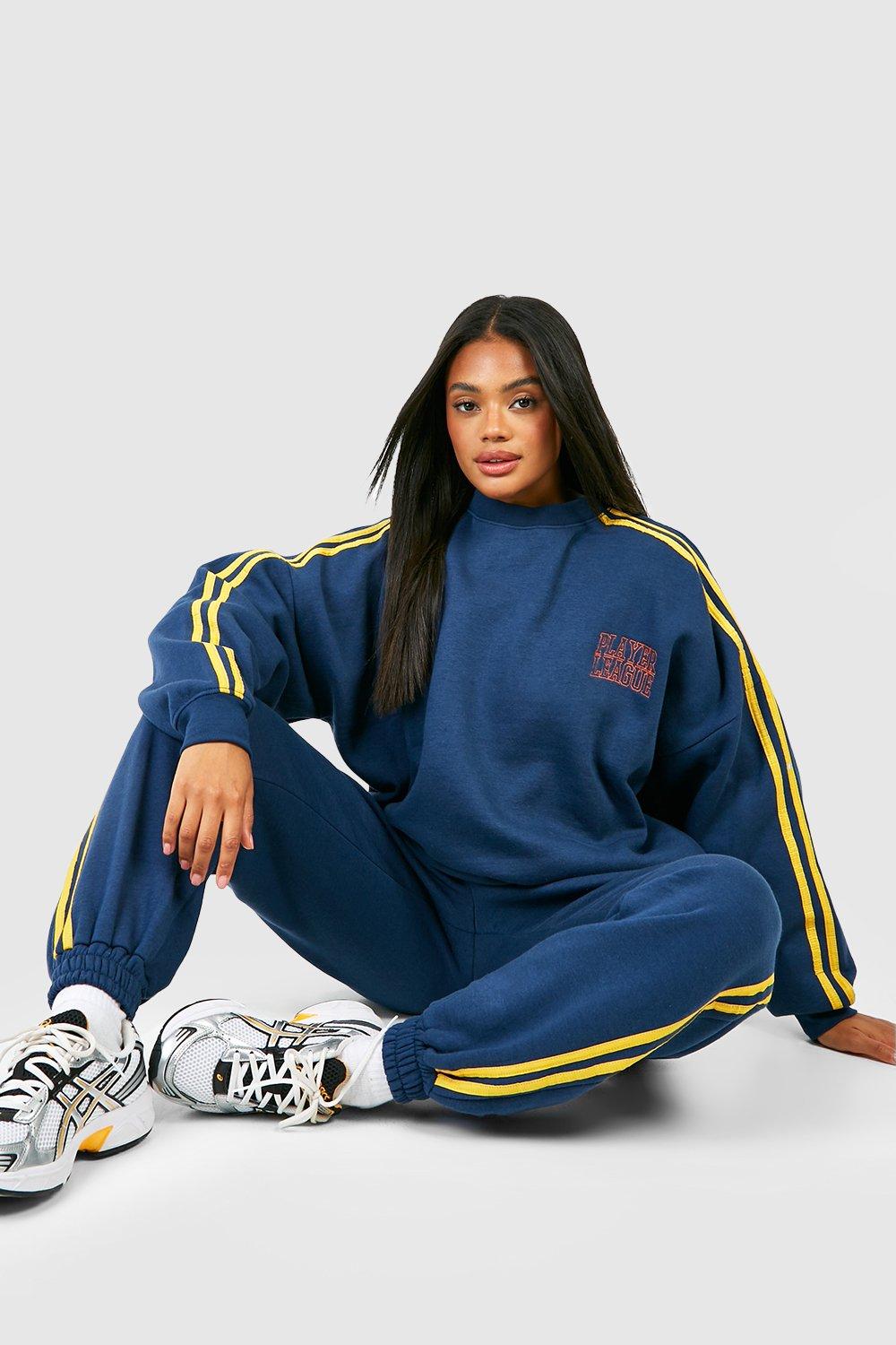 Womens Towelling Applique Slogan Sweatshirt Tracksuit - Navy - Xl, Navy