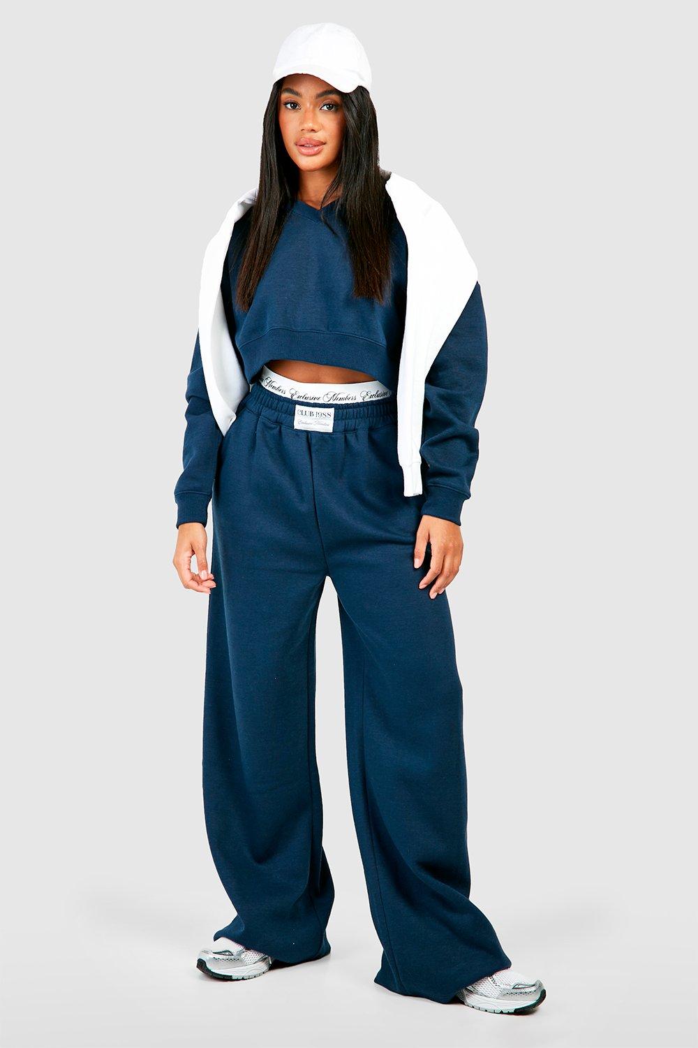 Womens Club 1988 Double Waistband Straight Leg Tracksuit - Navy - S, Navy