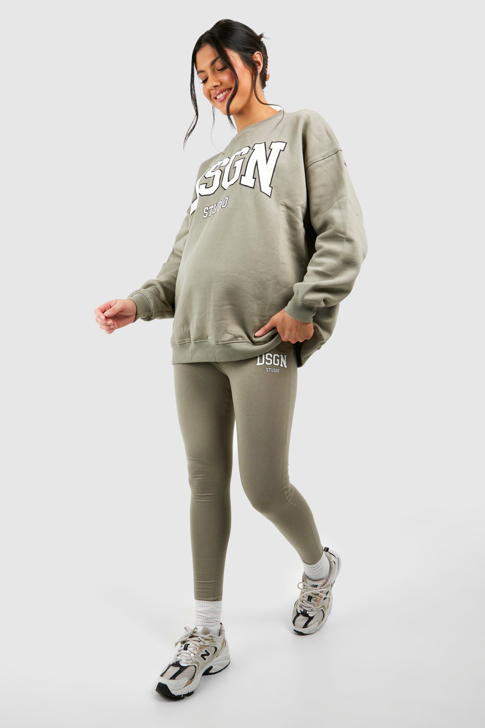womens maternity dsgn studio slogan legging tracksuit - grey - 8, grey