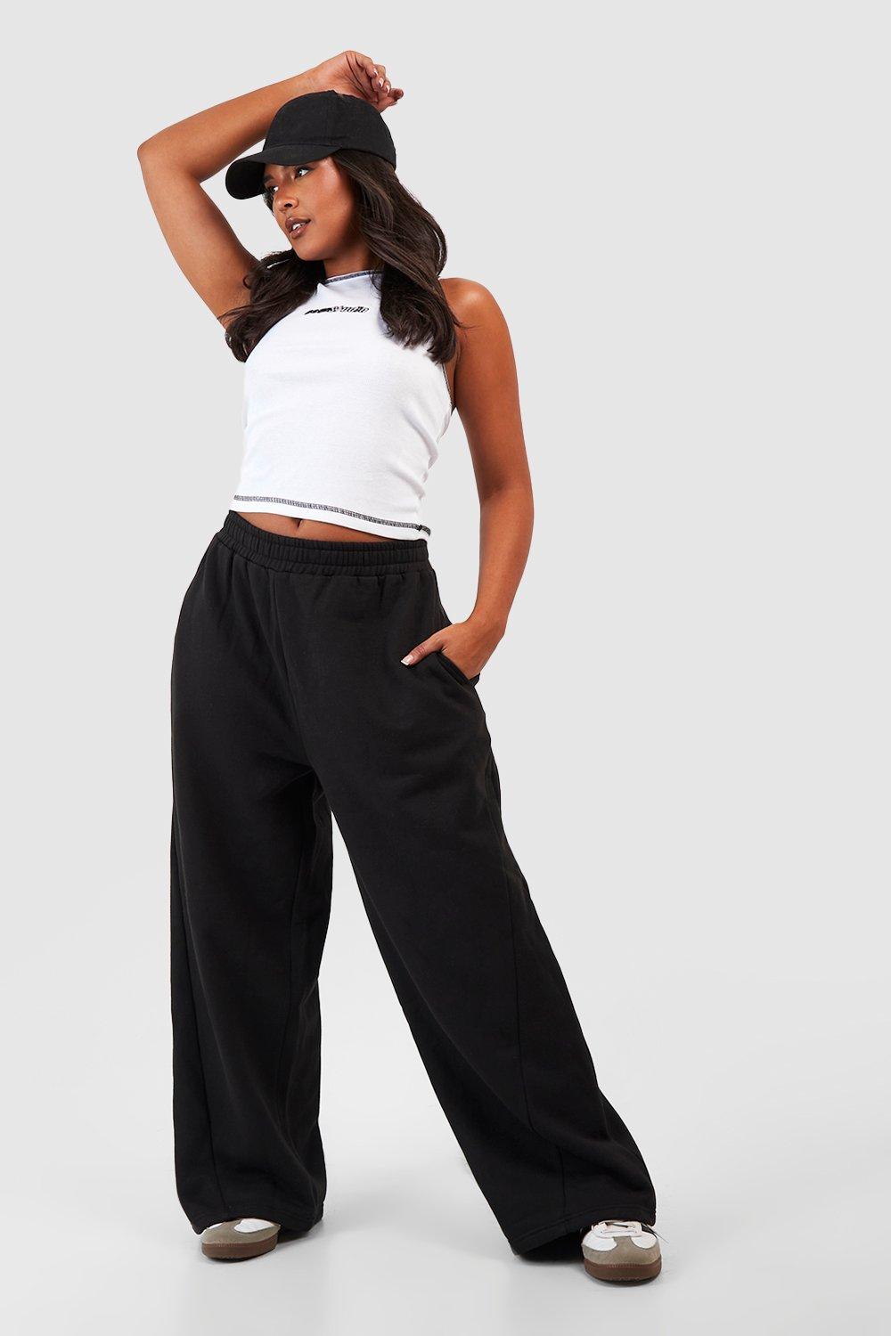 Womens Plus Seam Detail Wide Leg Jogger - Black - 24, Black