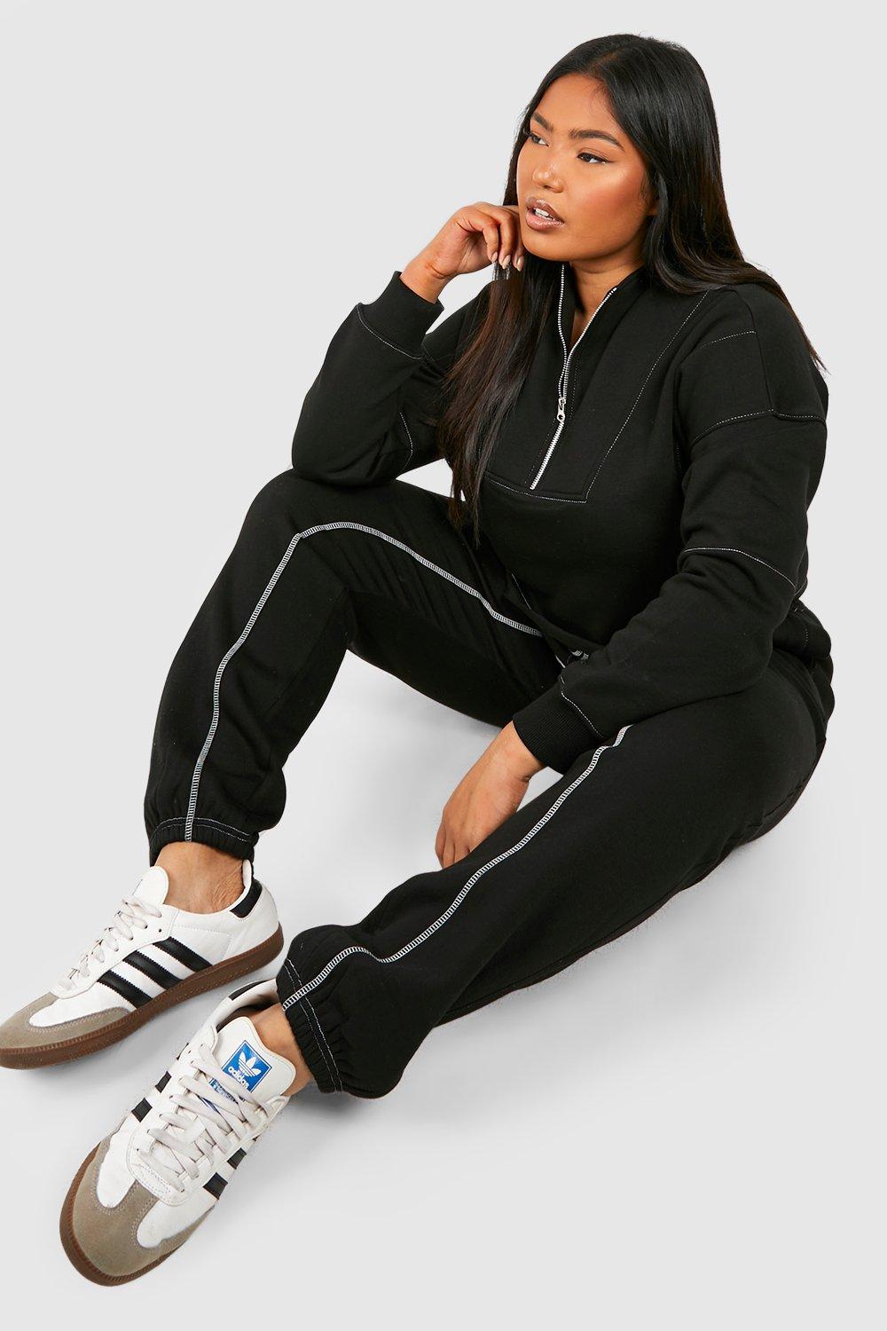 Womens Plus Contrast Stitch Oversized Jogger - Black - 28, Black