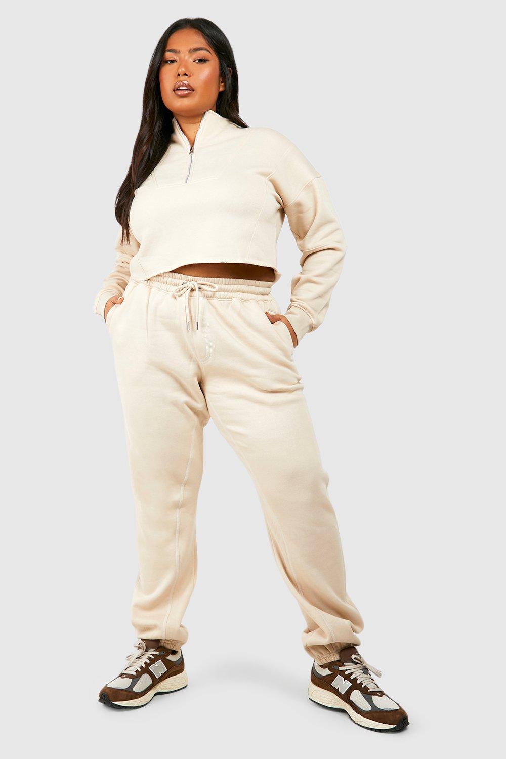 Womens Plus Contrast Stitch Oversized Jogger - Beige - 22, Beige