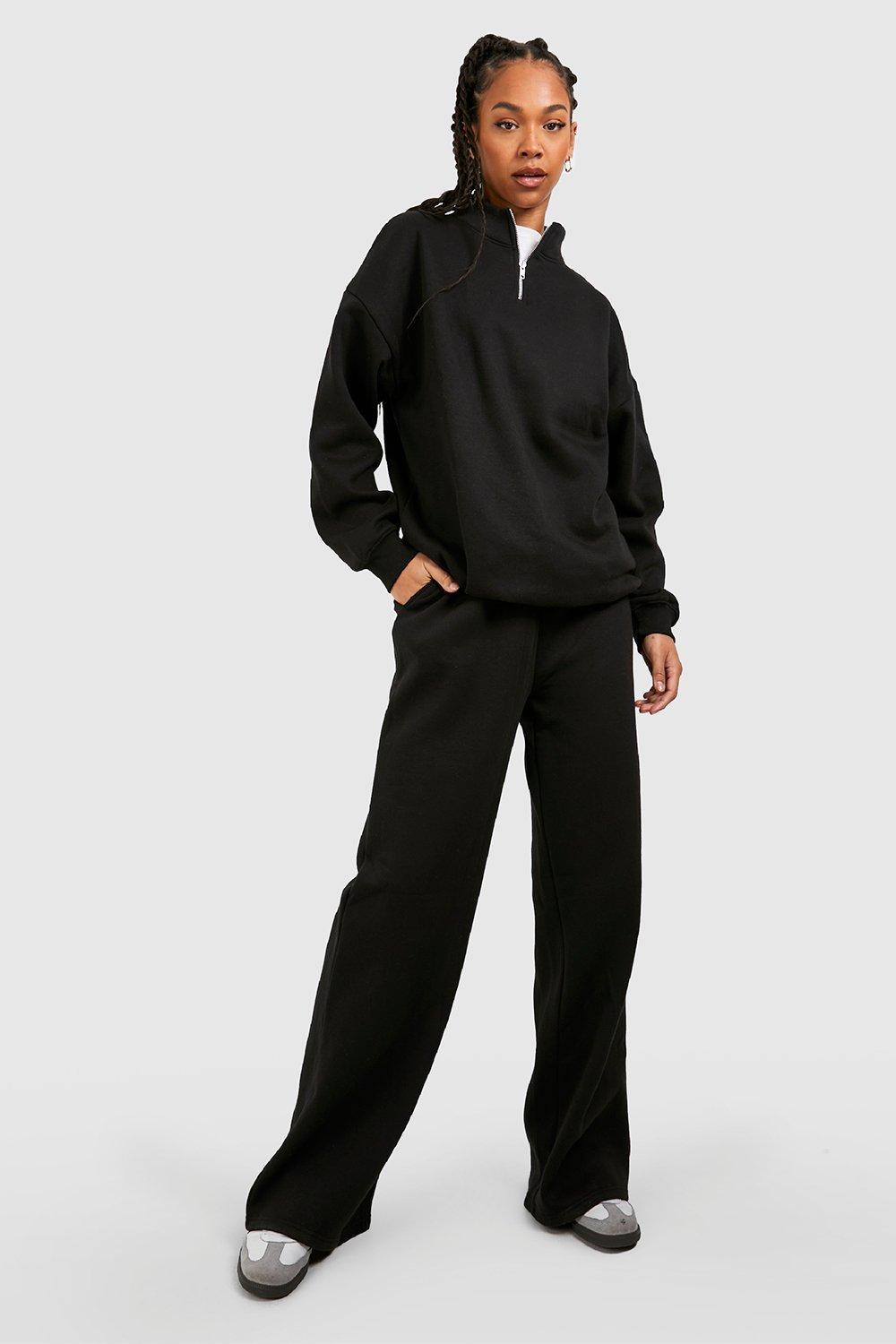 Womens Tall Basic Wide Leg Jogger - Black - L, Black