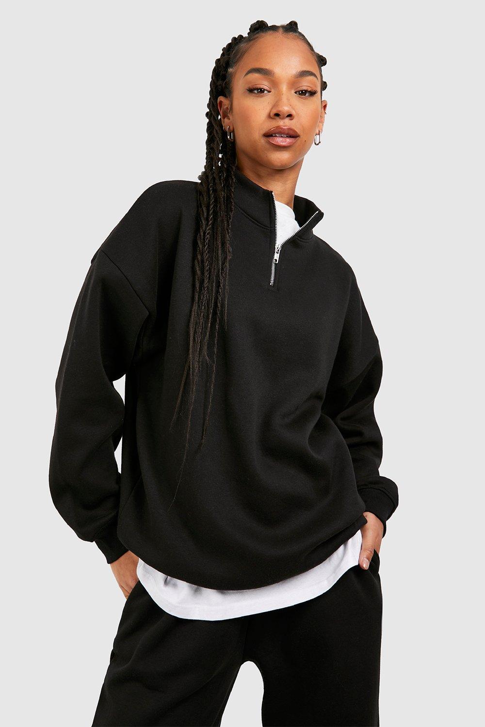 Womens Tall Basic Half Zip Sweatshirt - Black - Xl, Black