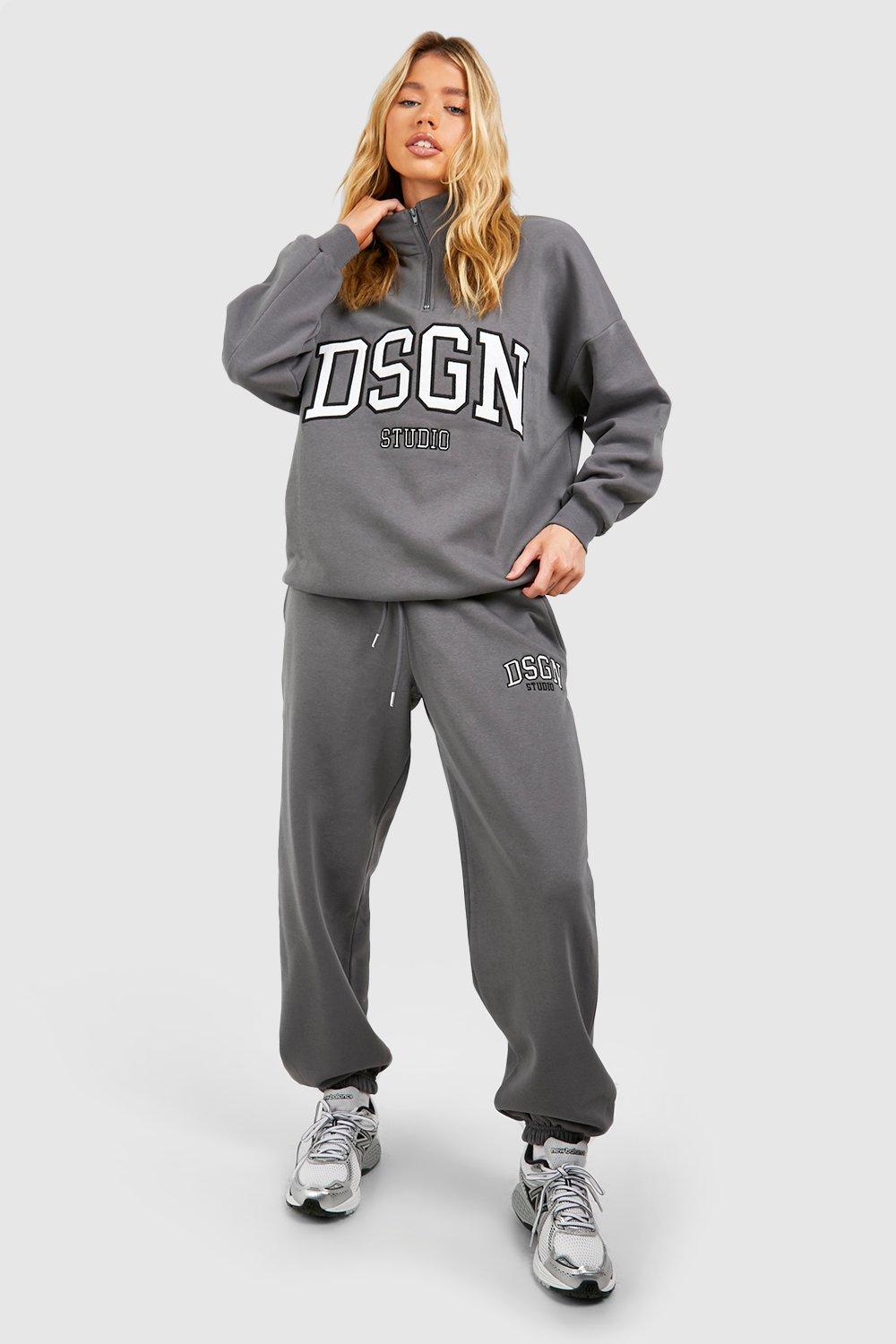 Womens Dsgn Studio Applique Oversized Jogger - Grey - S, Grey