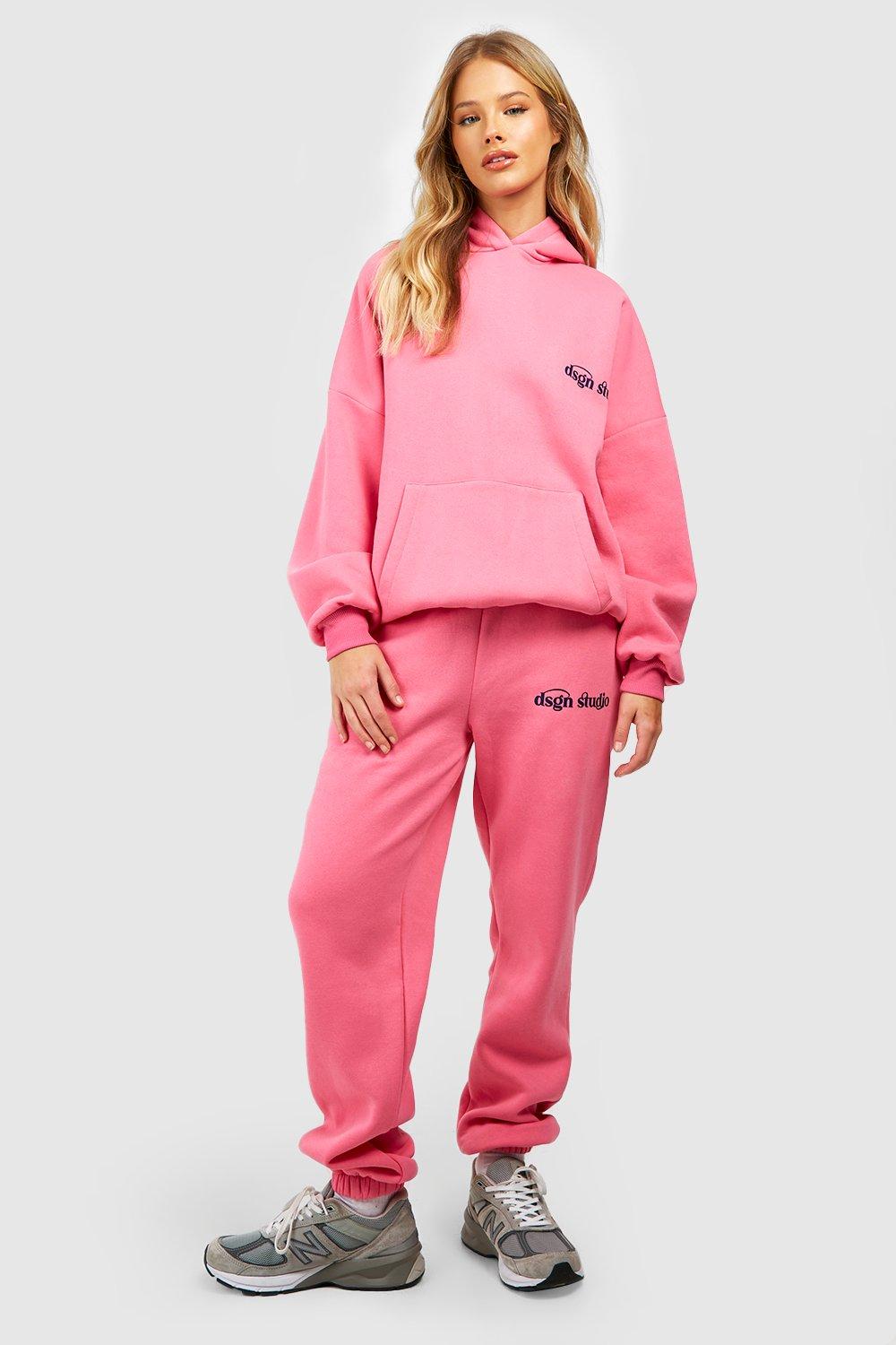 Womens Dsgn Studio Slogan Print Hooded Tracksuit - Pink - Xl, Pink