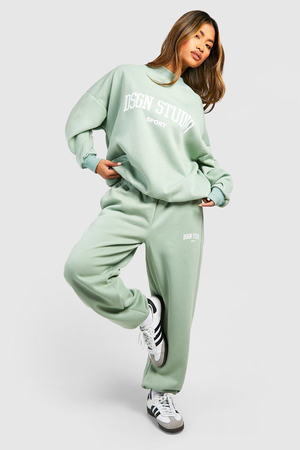 Womens Dsgn Studio Slogan Print Sweatshirt Tracksuit - Green - S, Green