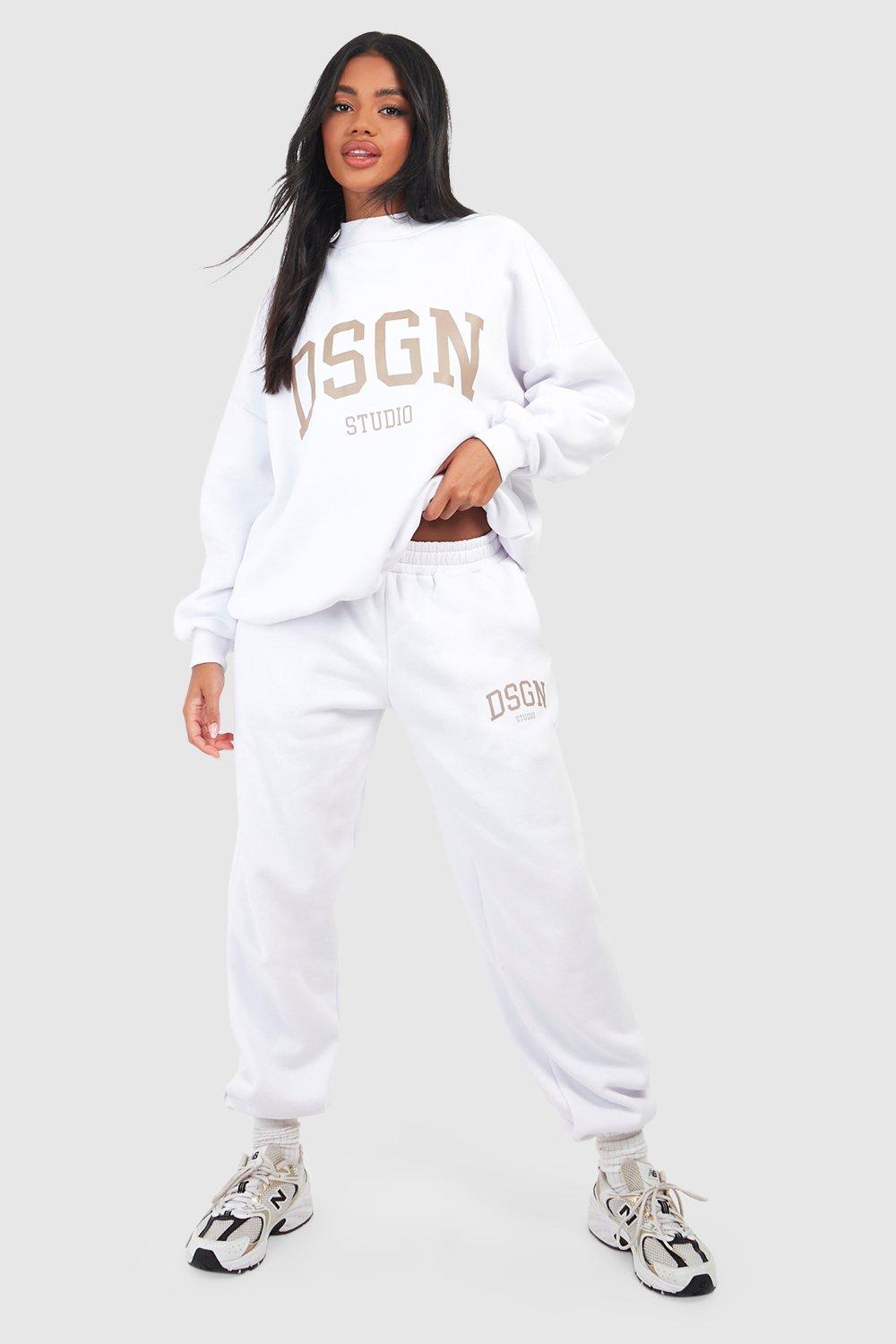 Womens Dsgn Studio Slogan Print Sweatshirt Tracksuit - Cream - Xl, Cream