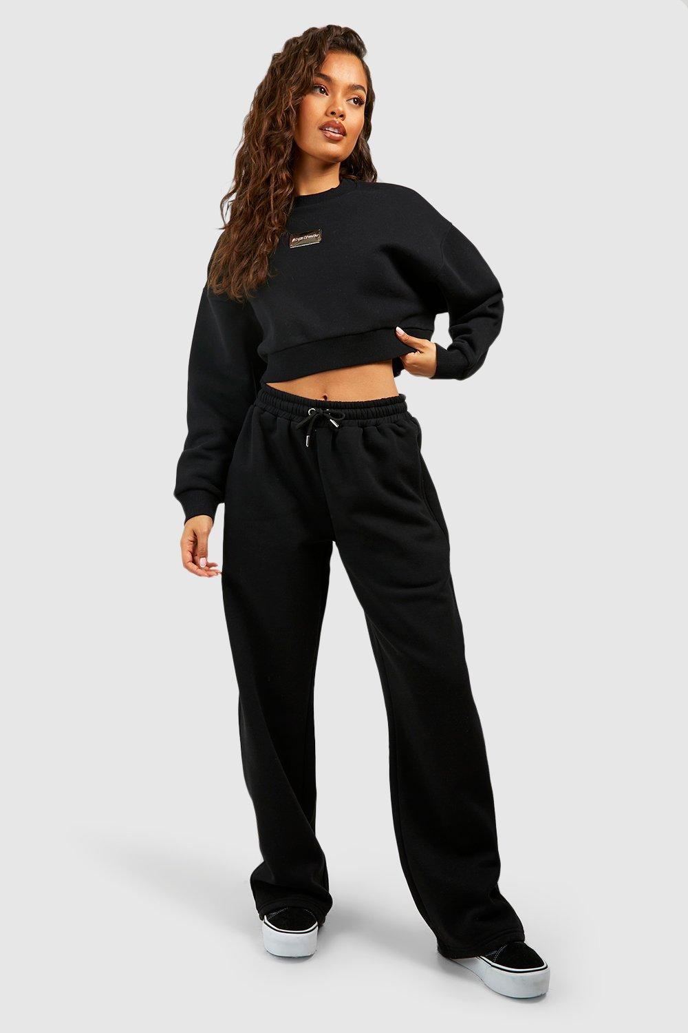 Womens Dsgn Studio Cropped Sweatshirt And Straight Leg Tracksuit - Black - L, Black