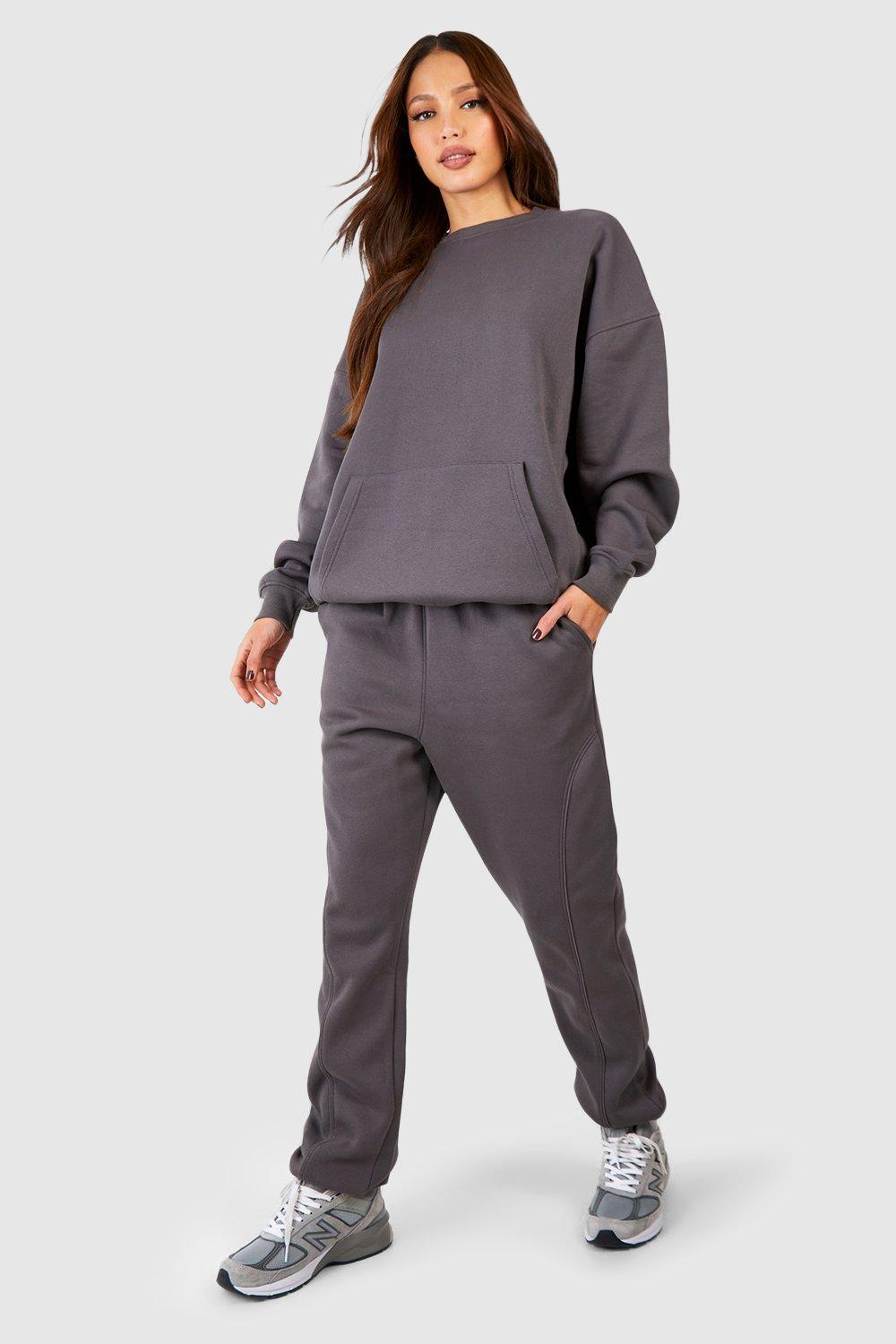 Womens Tall Piping Detail Jumper Tracksuit - Grey - Xl, Grey